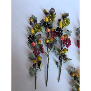 Vtg 1945-1949 Handmade Della Robbia Style Floral Fruit Stem Artificial Flowers